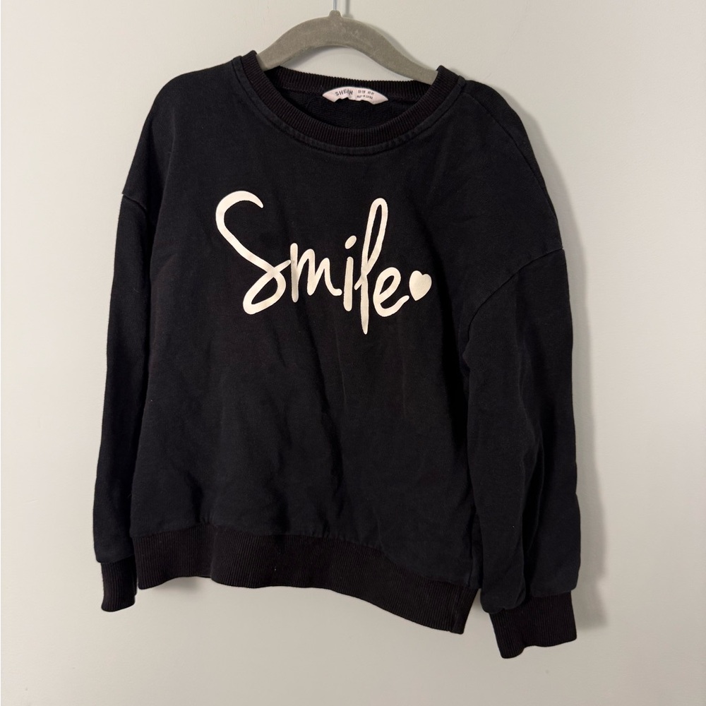 Girls Black 'Smile' Sweater Size 8